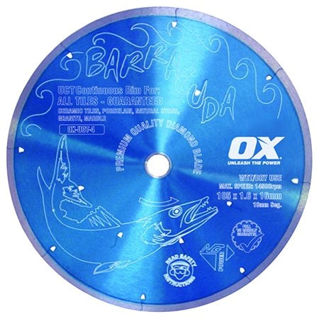 Ox Tools Ultimate Continuous Rim Diamond Blade-Ceramics, Diameter: 9" / 229mm, Bore: 7/8"-5/8" / 22mm-15mm OX-UCT-9
